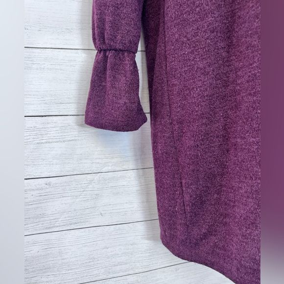 Everly Ruffle Sleeve Mock Turtle Neck Sweater Dress Maroon Medium  💗 - Picture 2 of 8